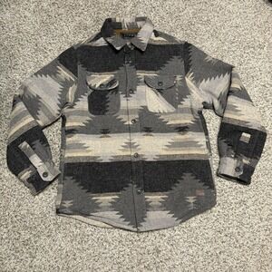 Jachs New York Mens S Jacket Gray Aztec Sherpa Fleece Lined Wool Blend Shirt